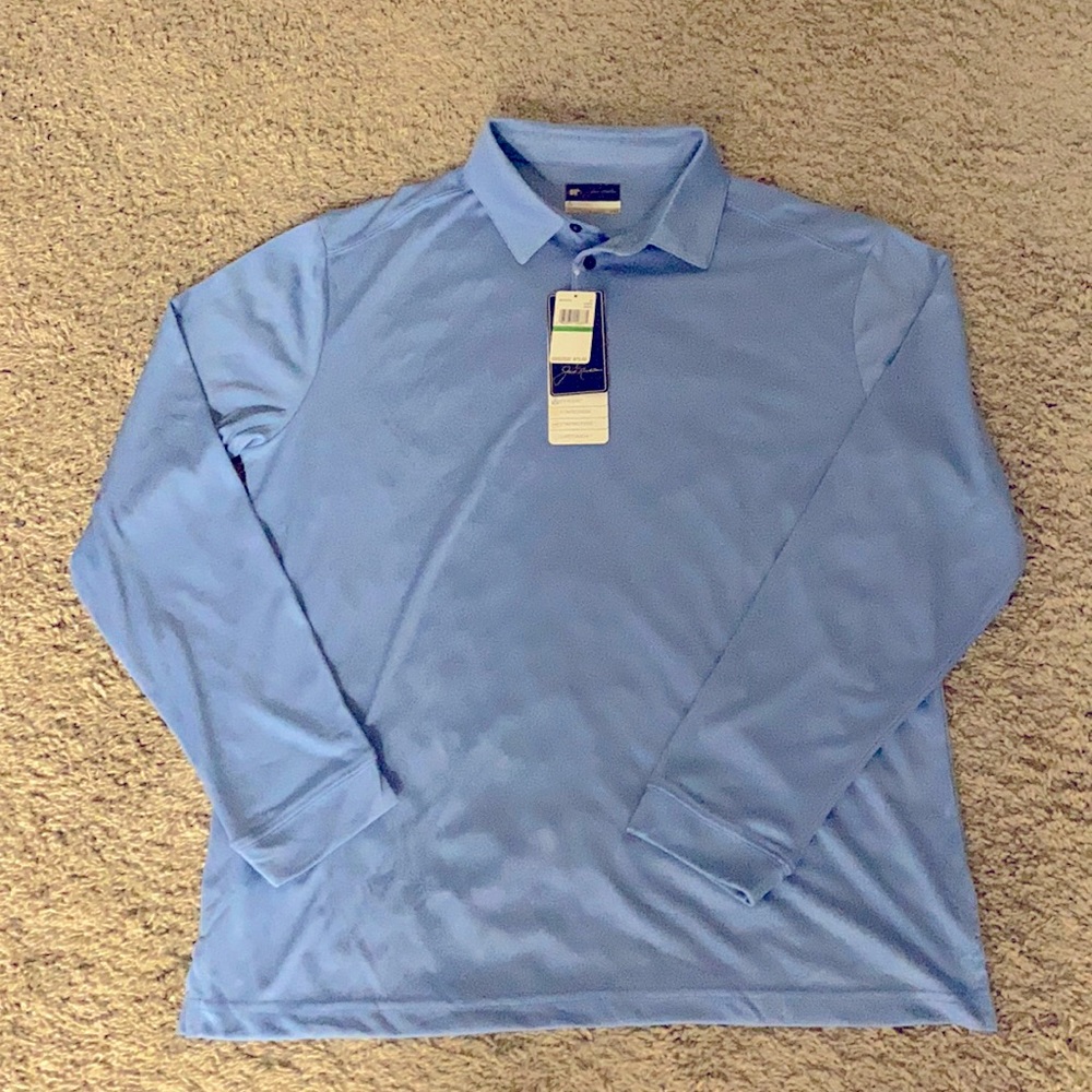 Long sleeves golf shirt Sz large . Light blue
